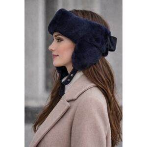 NWOT Max Mara Attinia Rabbit Fur Trapper Hat / Headband